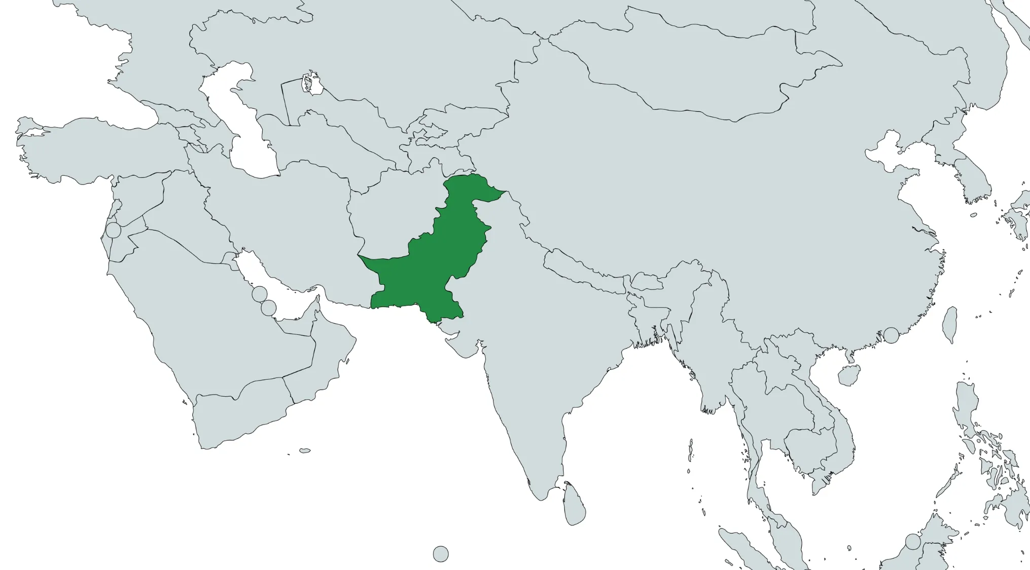 Map of Asia with a country highlighted green. Guess The Country challenge.
