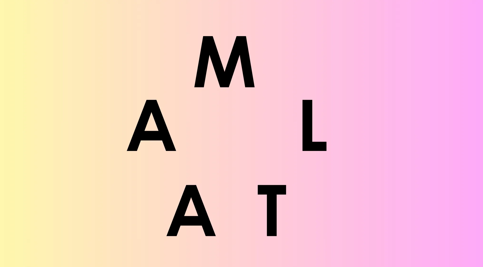 Scrambled letters M A L A T on a yellow-pink gradient background. Can you Guess The Country from this visual hint?