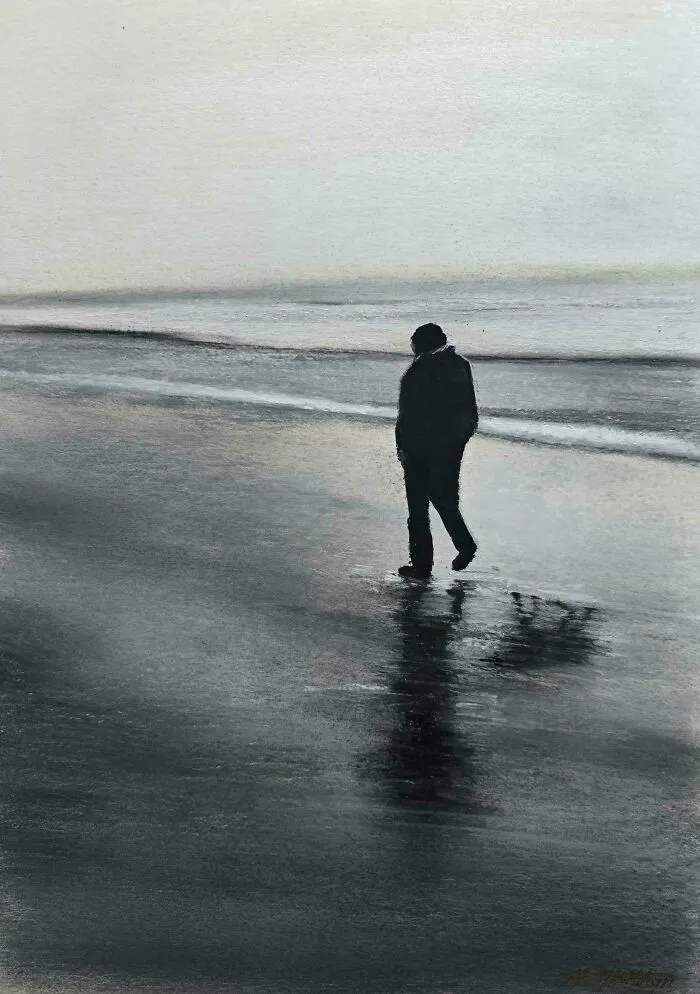 You Still Walk With Me. Original Wet Charcoal And Pastel Art By Me