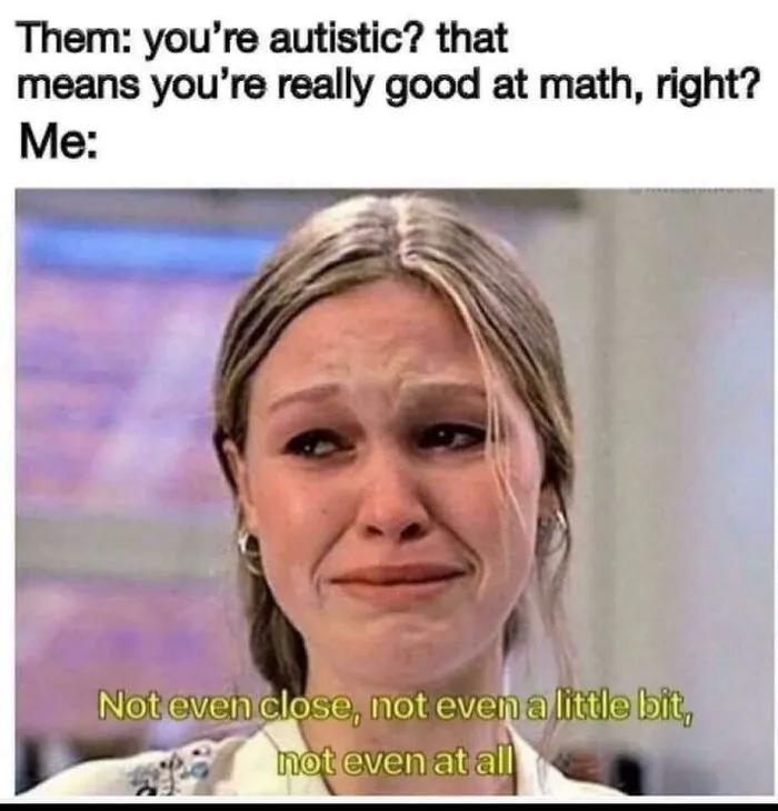 A relatable meme shows a person crying with the text, Not even close, not even a little bit, not even at all. Brain follows the script.