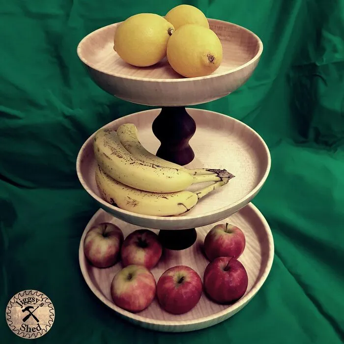 My Wife Asked For A Fruit Bowl Where She Can Keep Hard And Soft Fruit Separate. Made Form Black Walnut And Sycamore