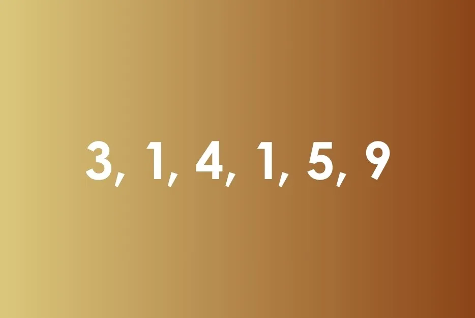 Numbers 3, 1, 4, 1, 5, 9 displayed on a gradient background illustrating an arithmetic sequence example.