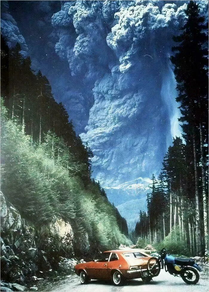 On May 18, 1980, Richard Lasher Got Up To Get Some Photos Of Spirit Lake. He Snapped This Iconic Photo Of St. Helens Erupting. Then He Escaped The Ash Cloud On A Dirt Bike. Lasher Survived, His Pinto Did Not