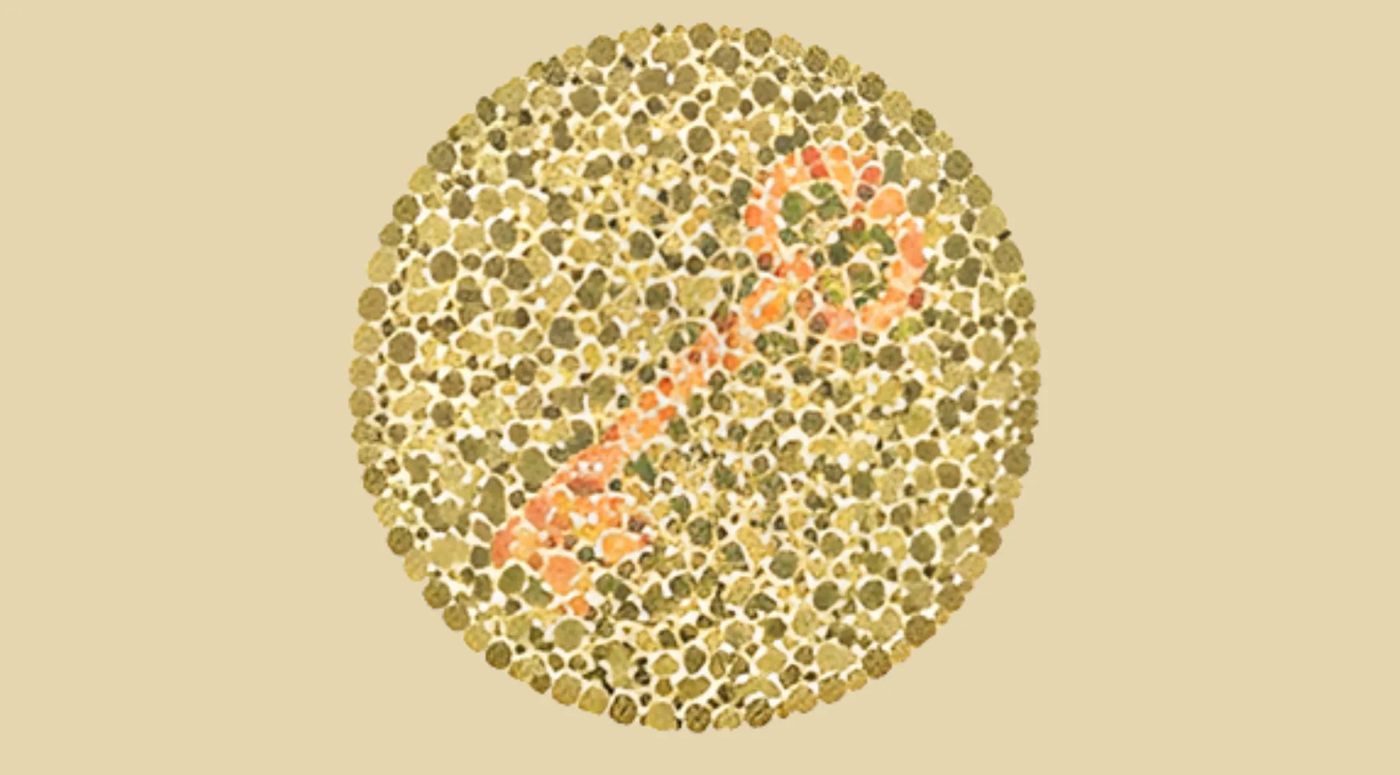 Color blindness test circle with colored dots forming the number 29 to check color vision perception.