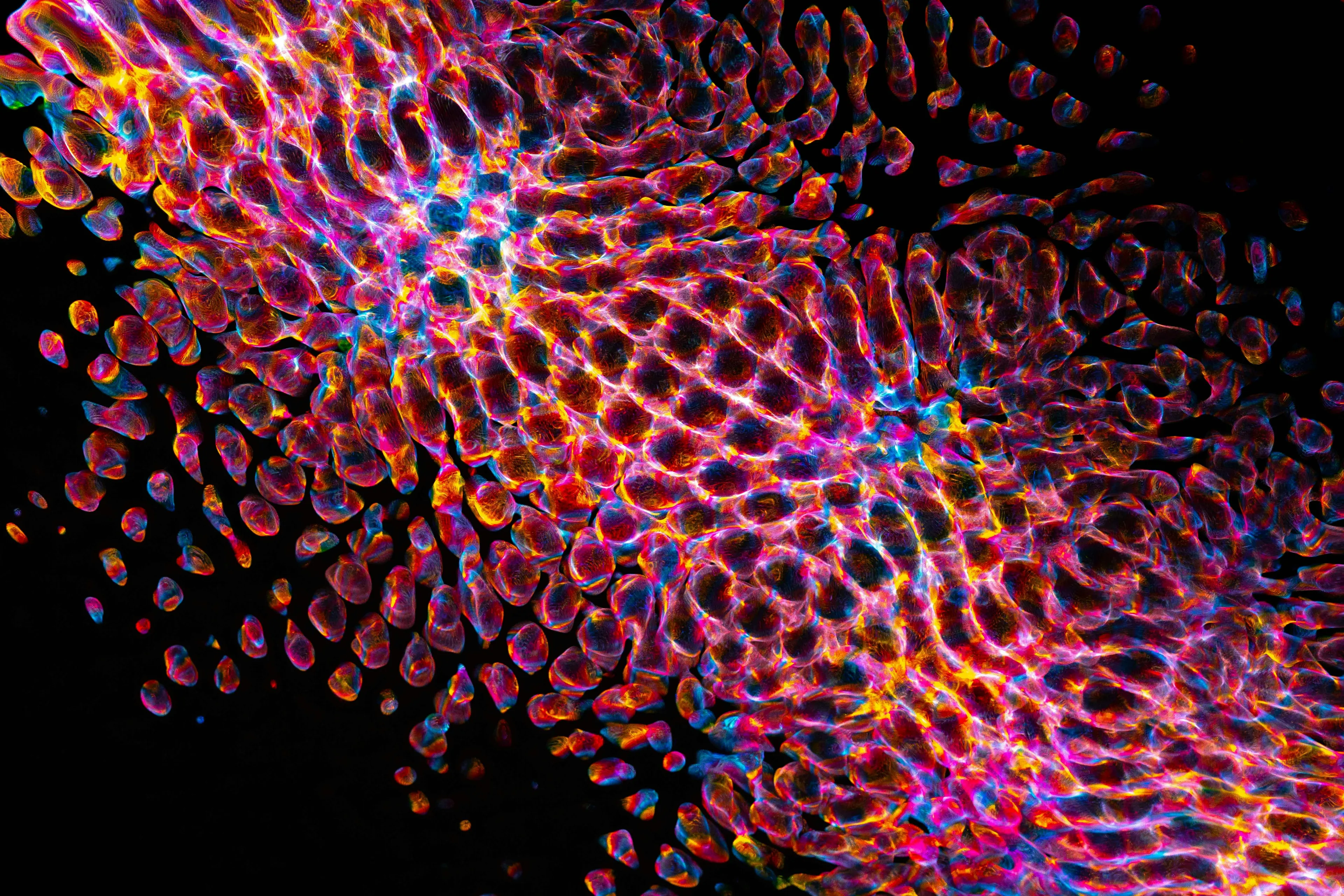 Colorful abstract microscopic image representing human body cells with high regenerative capacity in biology quiz context