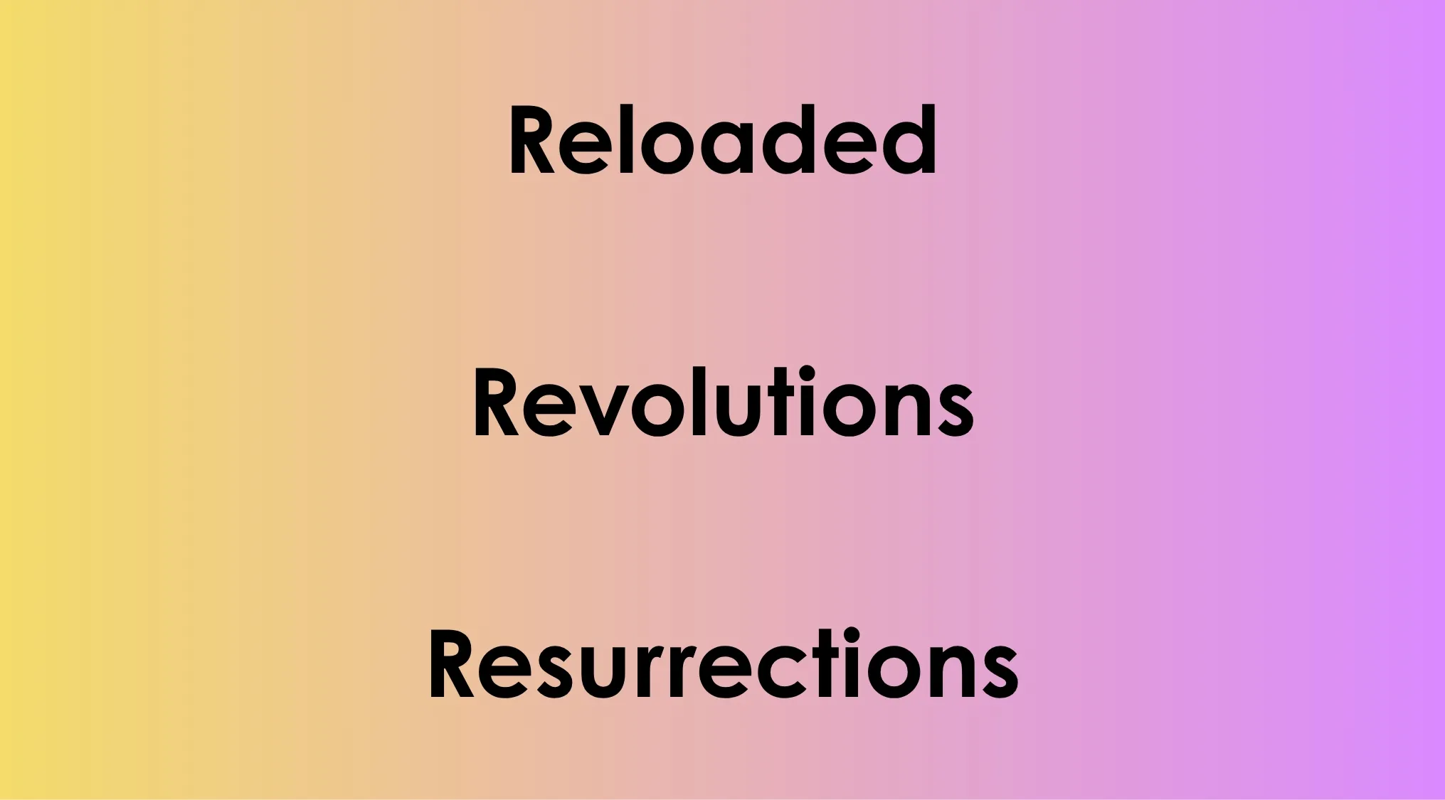 Titles Reloaded, Revolutions, and Resurrections displayed on a gradient background for guessing movie franchise quiz.