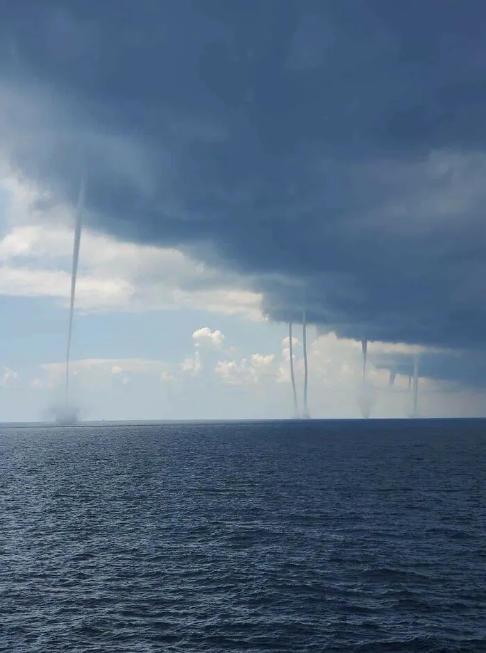 All These Water Spouts Are Happening At Once