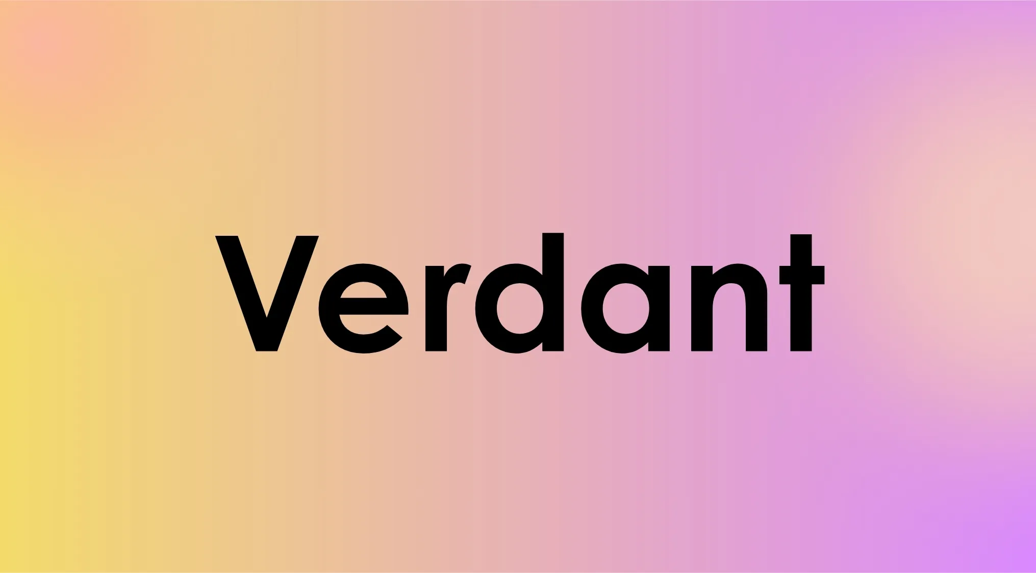 The word Verdant in black text on a soft gradient background of yellow, orange, and purple for Smart People Words.
