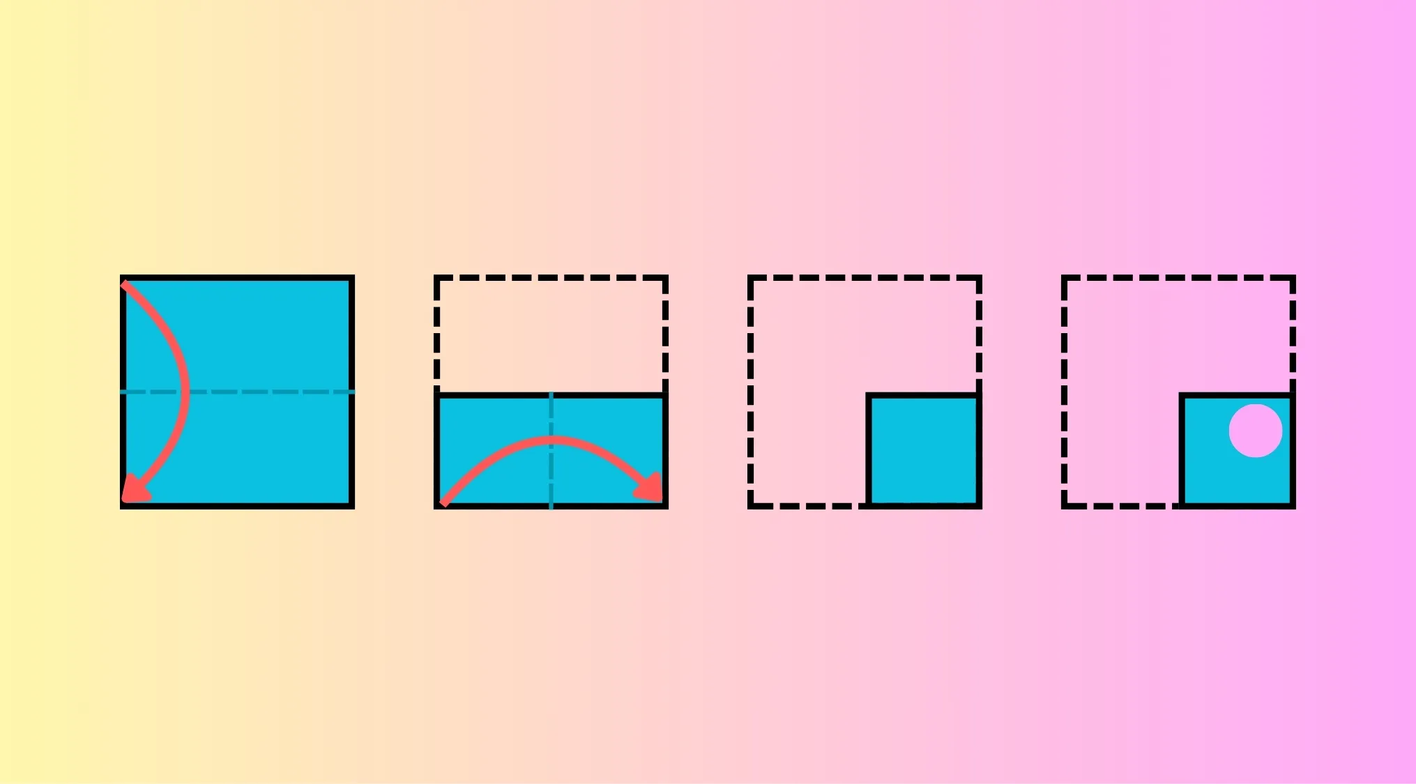 A step-by-step visual guide for a Pattern Recognition Cognitive Test, showing paper folding and a punched hole.