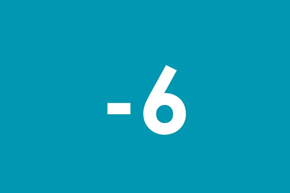 A turquoise background with the number -6 in white, suggesting the next number in the sequence.