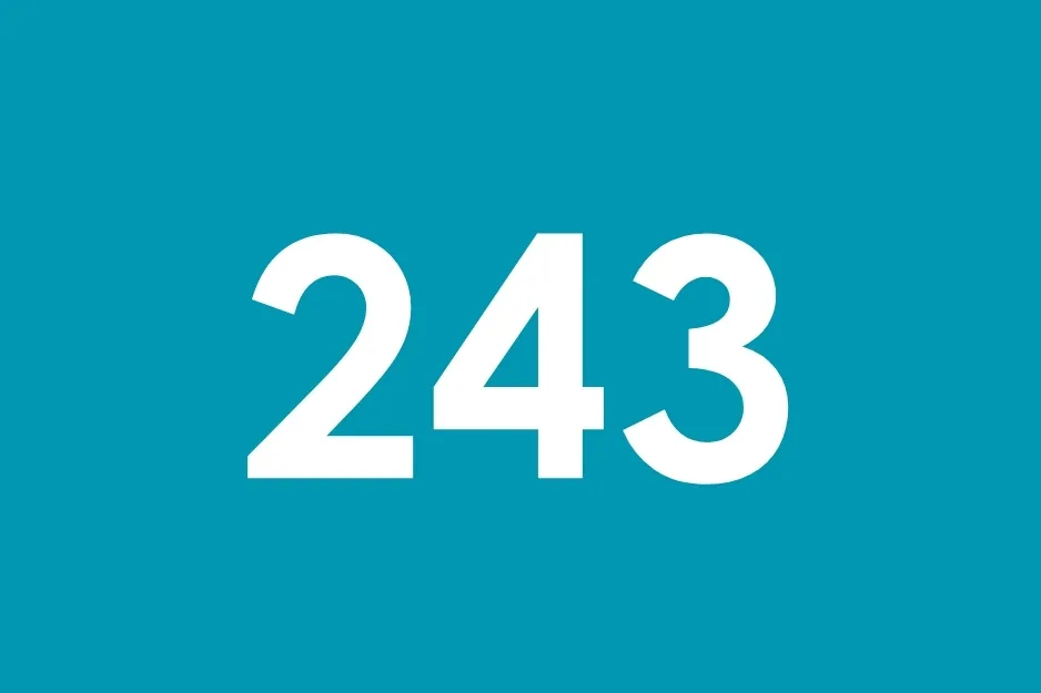The number 243 displayed in bold white font against a solid teal background. Which number should come next in the sequence?