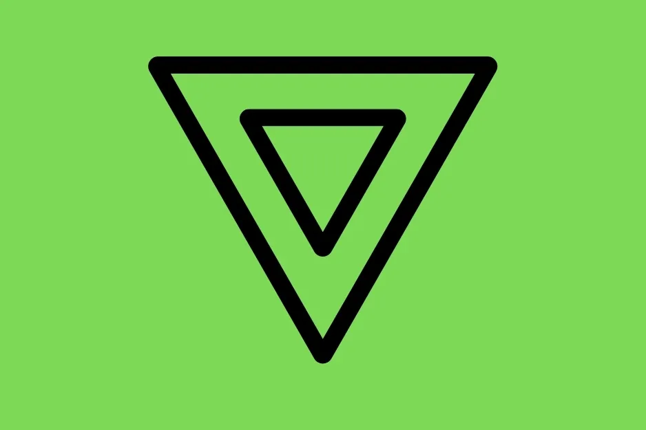 An inverted black outline triangle containing a smaller inverted black triangle on a green background. Which shape should fill in the empty space in the matrix?