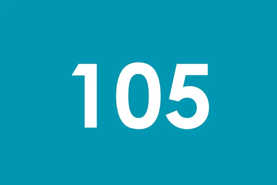 The number 105 in large white font against a teal background. Which number should come next in the sequence?