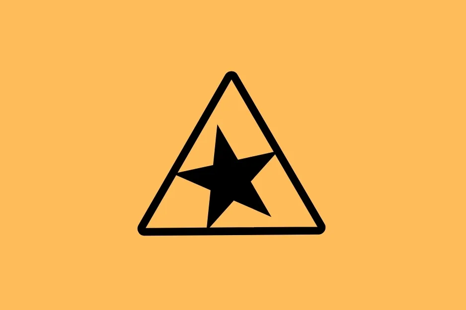 Black star inside a black triangle on a peach background. Which shape is next in the sequence? B.