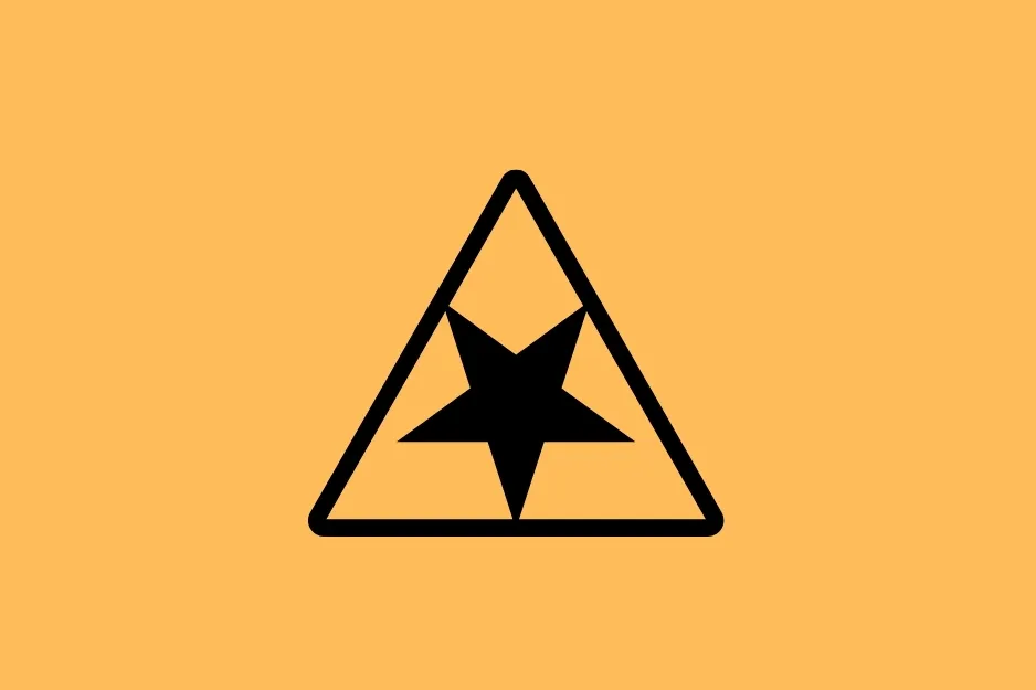A black star inside a triangle on a peach background. Which shape is next in the sequence? D