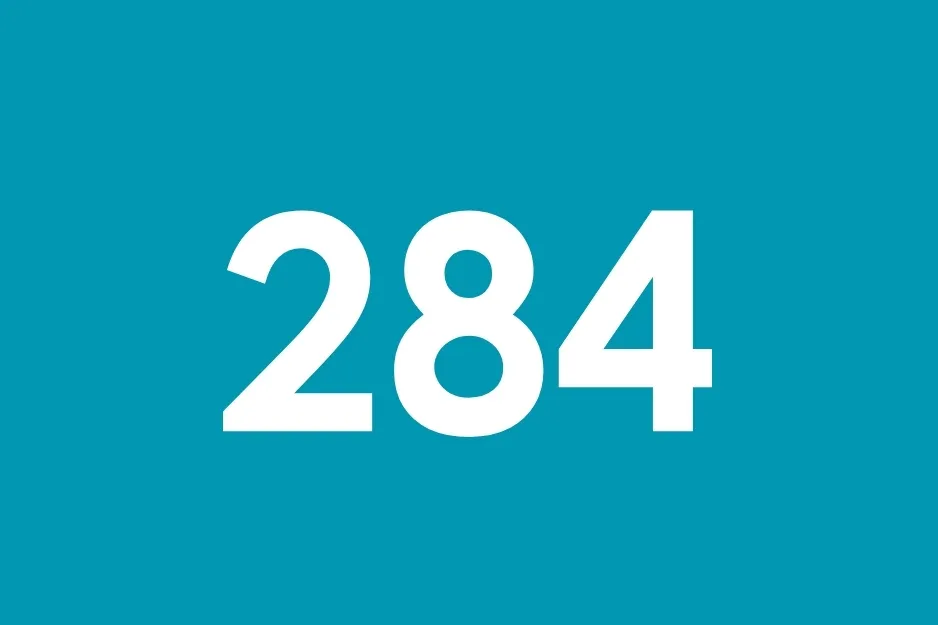 The number 284 in bold white text against a teal background. Which number should come next in the sequence? A.