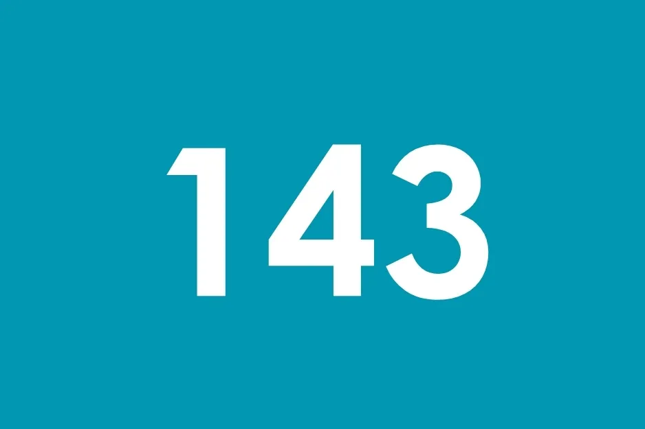 The number 143 in white text against a teal background. Which number should come next in the sequence? B.
