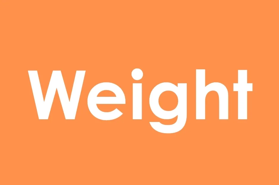 The word Weight in bold white text against a vibrant orange background, representing an analogy.