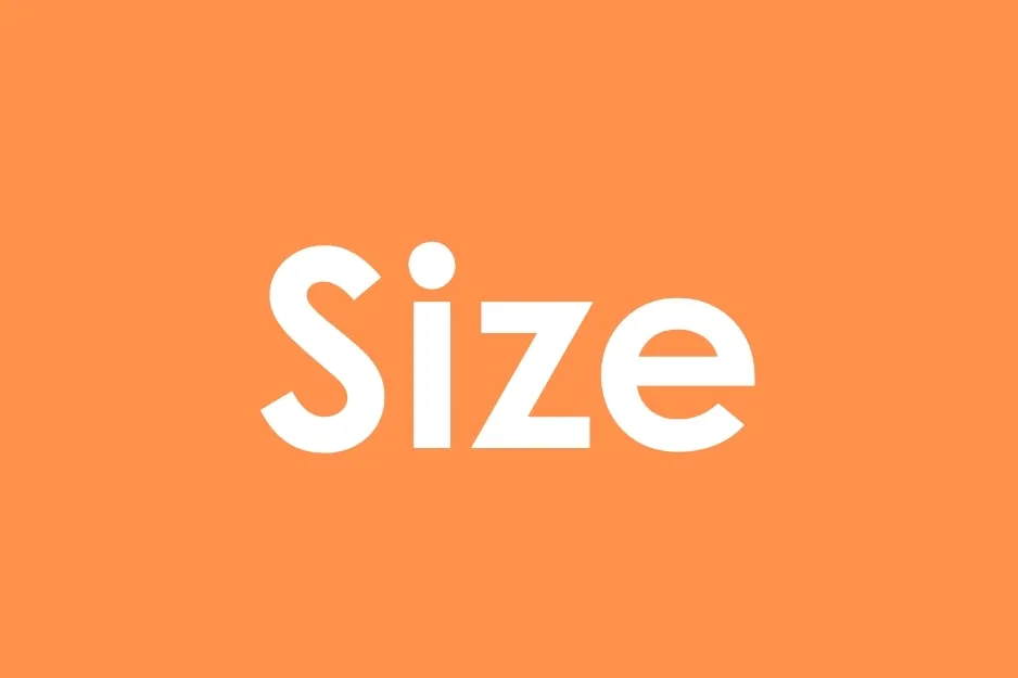 The word "Size" in bold white letters against a solid orange background, suggesting an analogy completion.