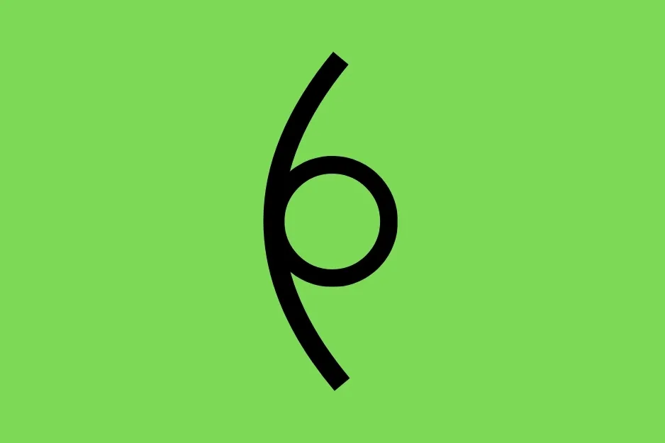 A black stylized number 6 or lowercase 'b' shape on a vibrant lime green background, part of a matrix puzzle. Which shape?