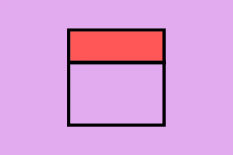 A purple background with a rectangle shape outlined in black, featuring a smaller red rectangle at the top. Which shape does not belong?