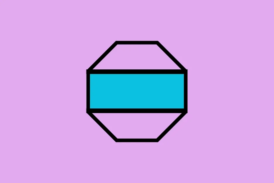 Octagon with a blue rectangular bar. A visual puzzle asking which shape does not belong in the group.