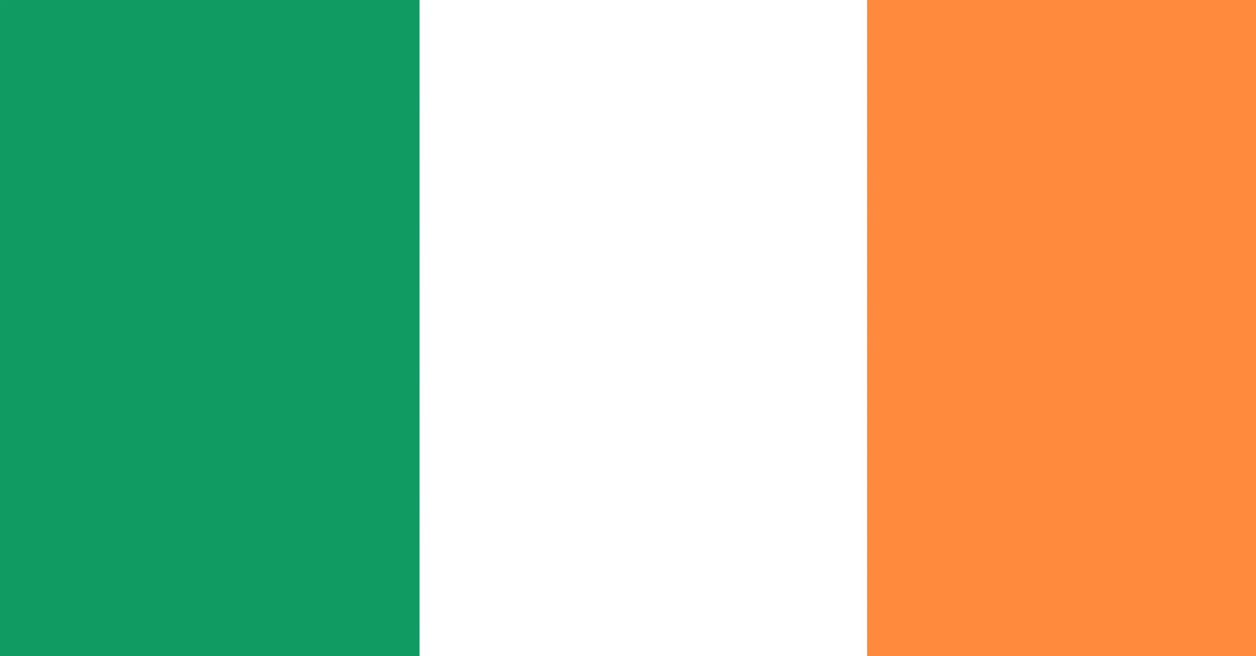 The flag of Ireland, with vertical green, white, and orange stripes. Test your trivia knowledge!