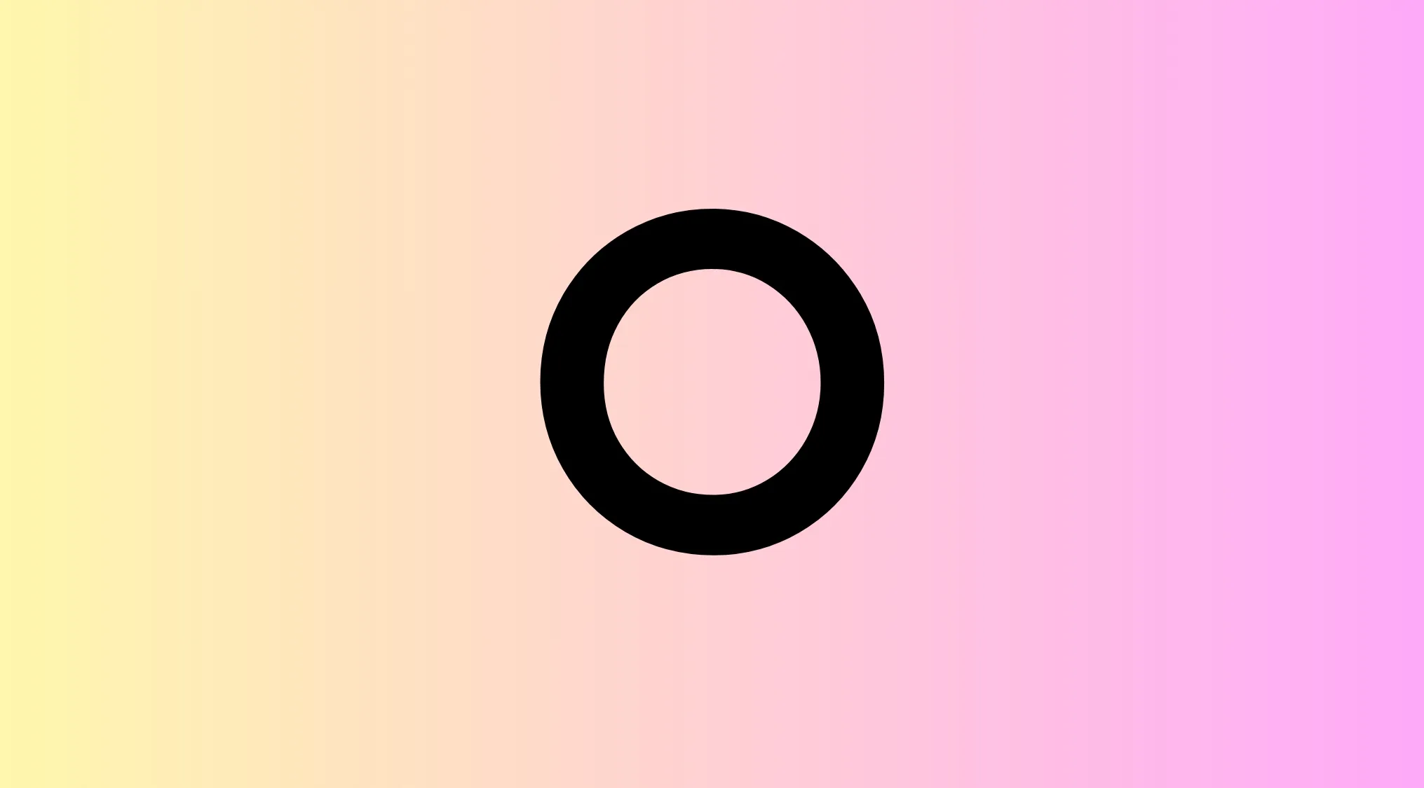 The letter O in black on a gradient background from yellow to pink, a trivia night question hint.