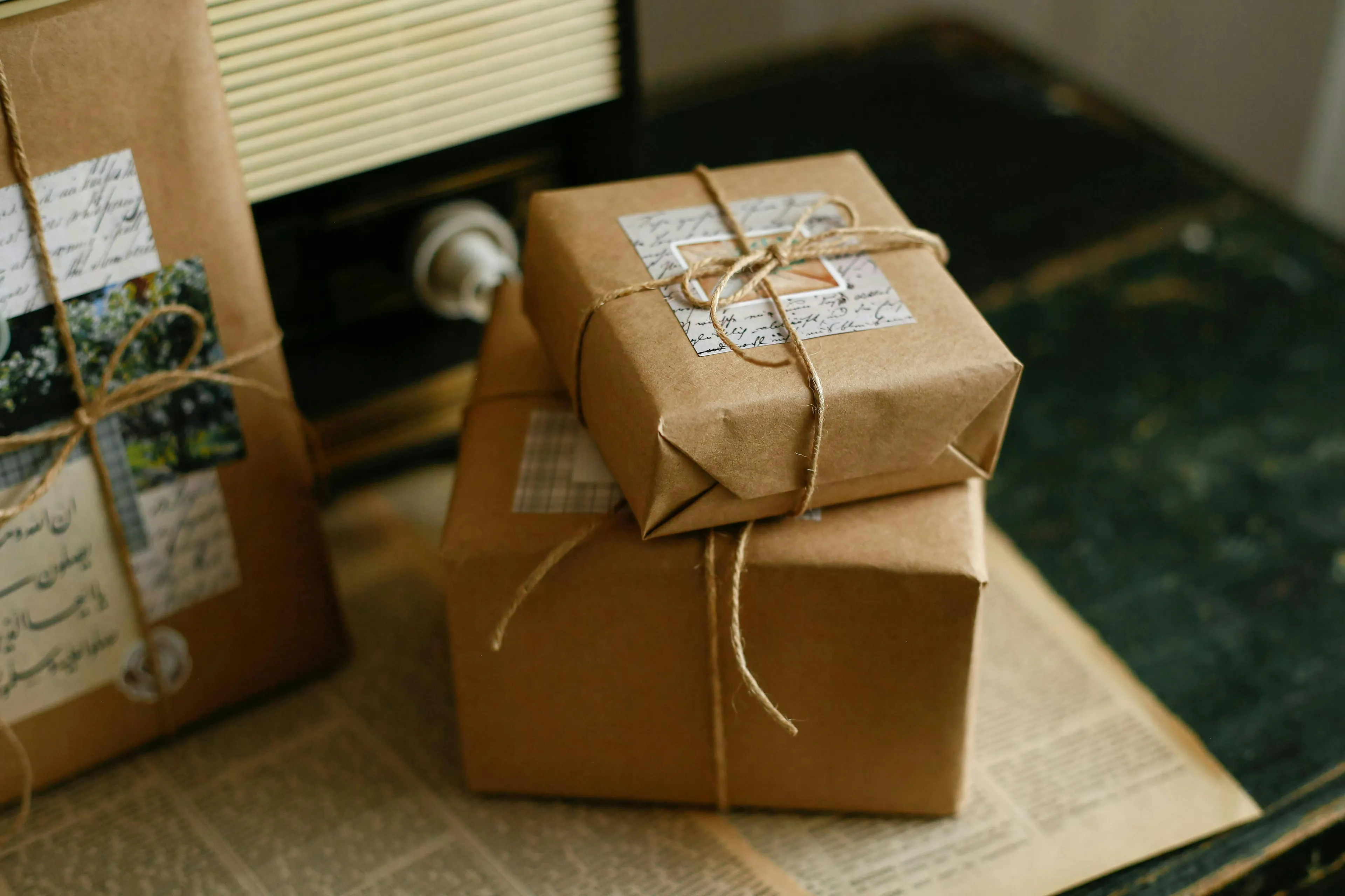 Brown paper packages tied with twine, evoking feelings of a handmade gift. Test your Reaction To Rejection.
