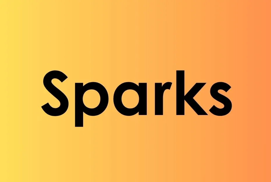 The word "Sparks" in bold black font on a vibrant orange-yellow gradient background.