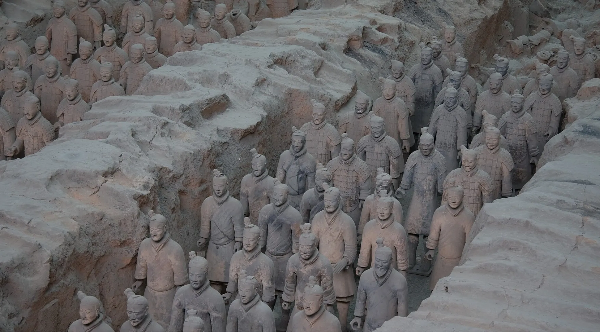 The Terracotta Army, an archaeological site, showing many life-sized warriors. A General Knowledge question.