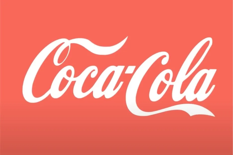 The iconic Coca-Cola logo in white script on a vibrant red background. Pick the correct logo.