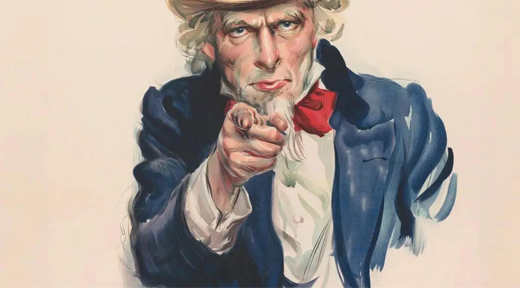 Uncle Sam pointing at the viewer. What color is Uncle Sam's hat? Discussing Mandela Effects and US history.