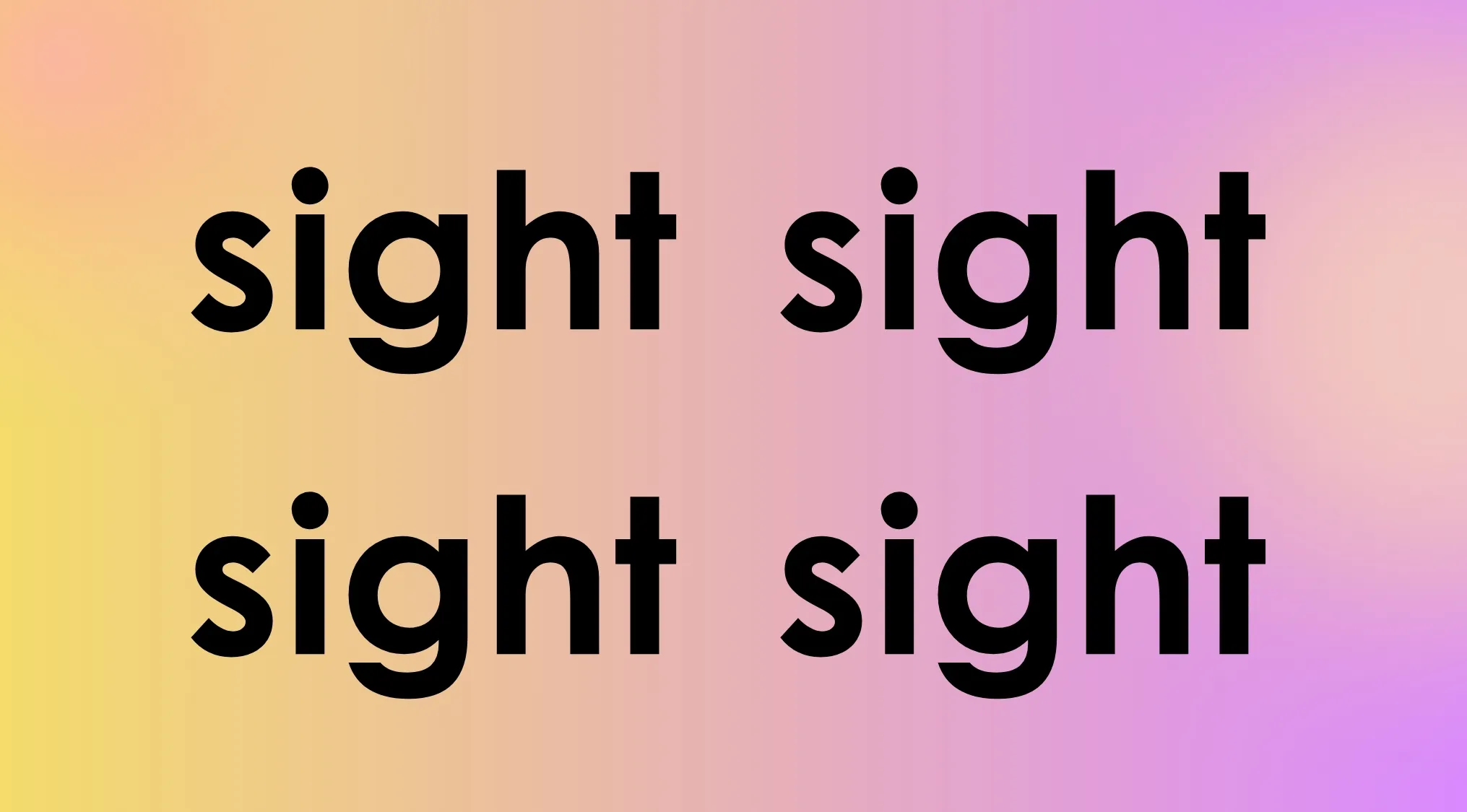Rebus Quiz: Four instances of the word "sight" on a gradient background. What word is represented in this image?