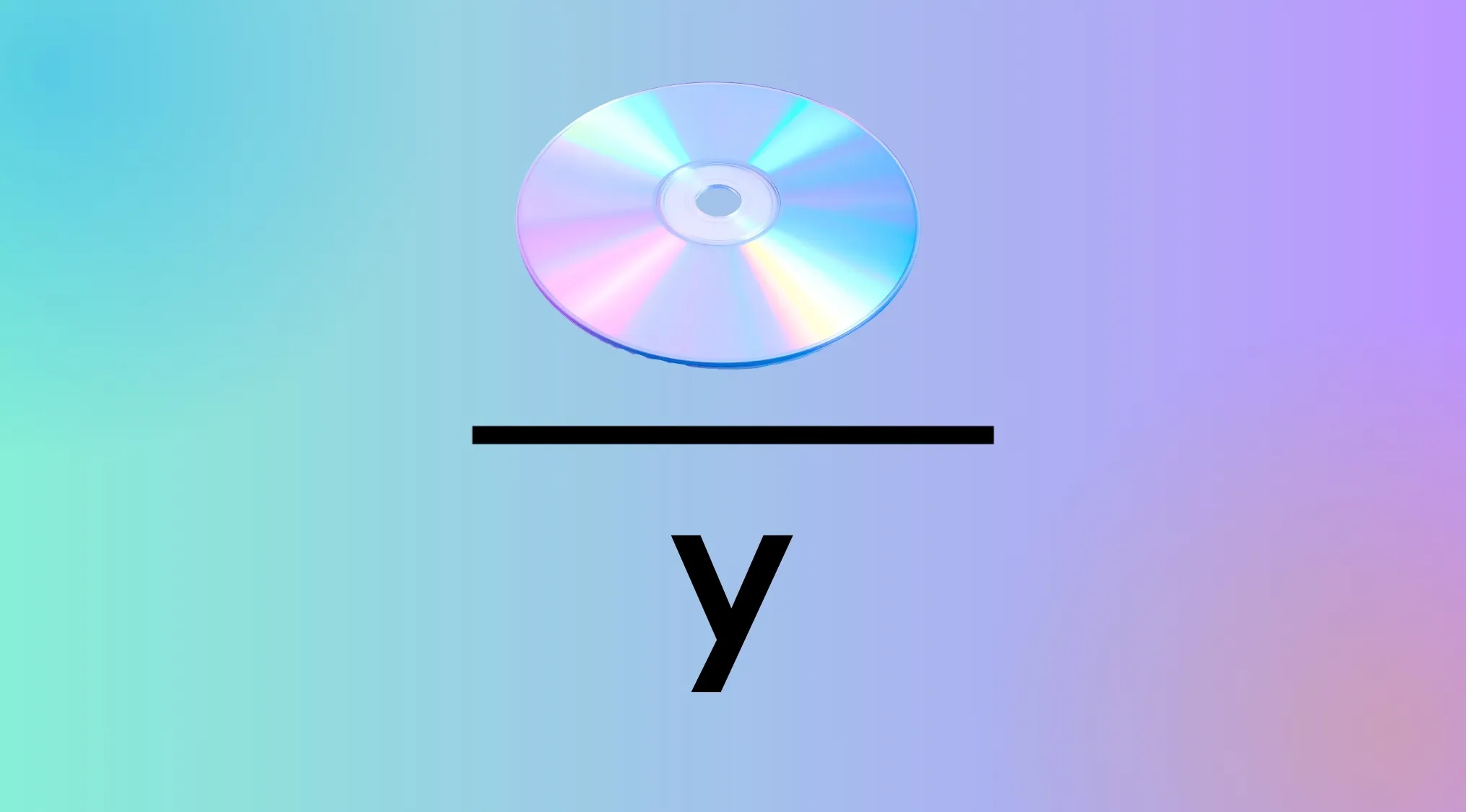 Rebus quiz image: a reflective CD above a horizontal line and the letter y, hinting at a word.