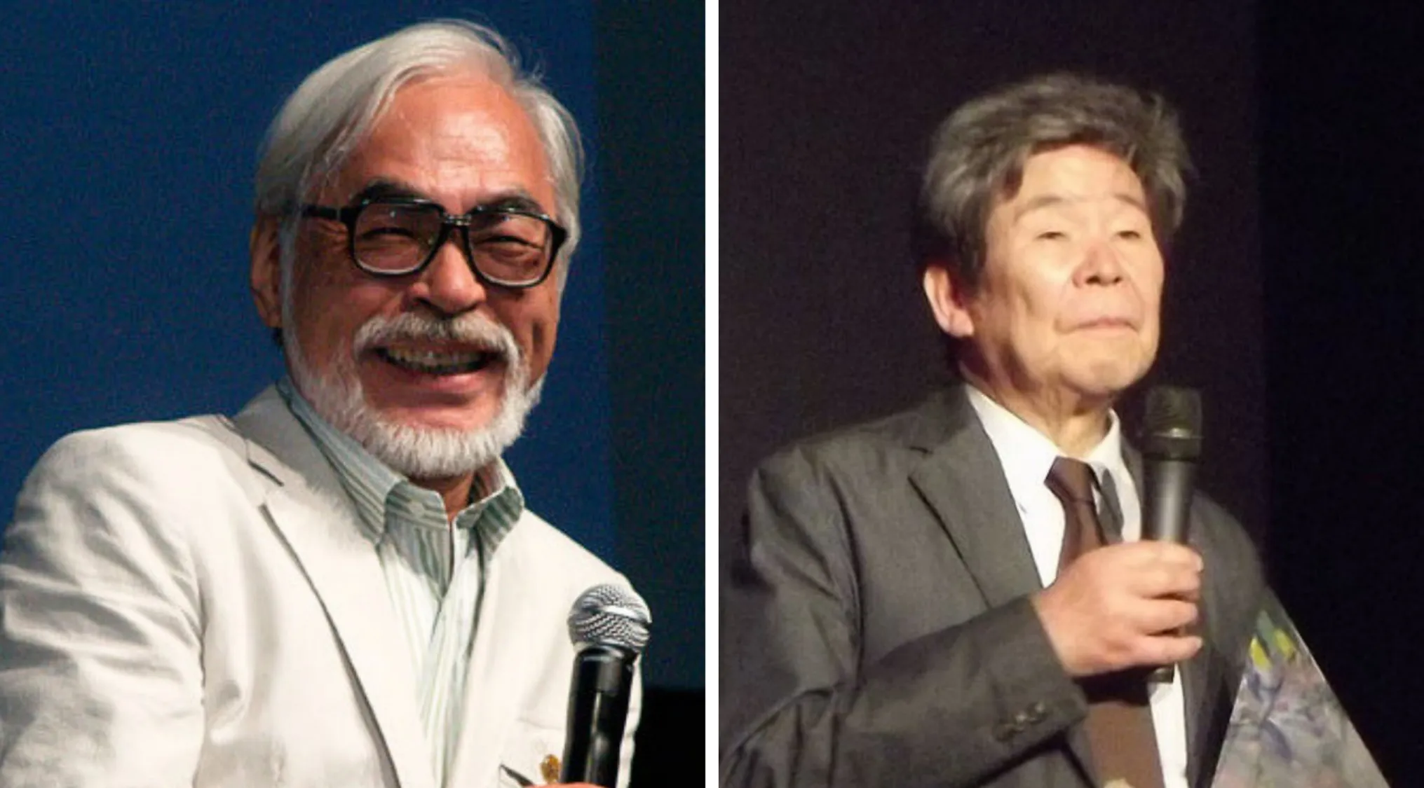General Knowledge quiz image: Hayao Miyazaki and Isao Takahata, Japanese animators, for animation studio question.