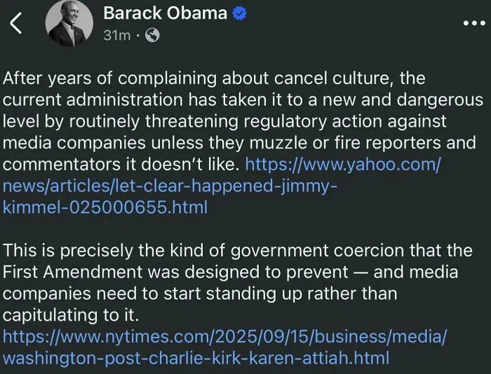 Obama Warns Our First Amendment Rights Are In Danger