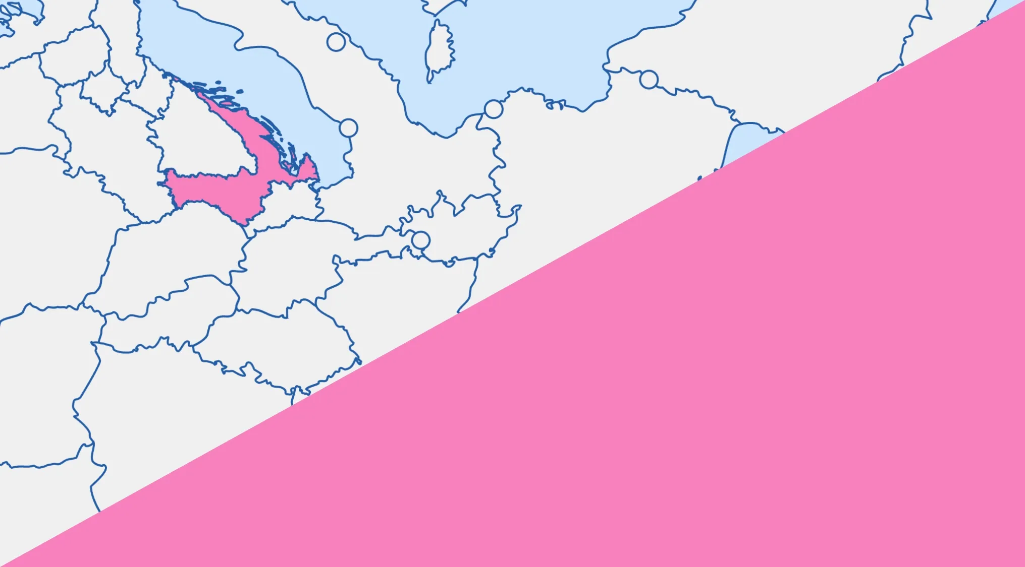 A rotated map with one country highlighted in pink, part of a Geography Challenge to guess the country.