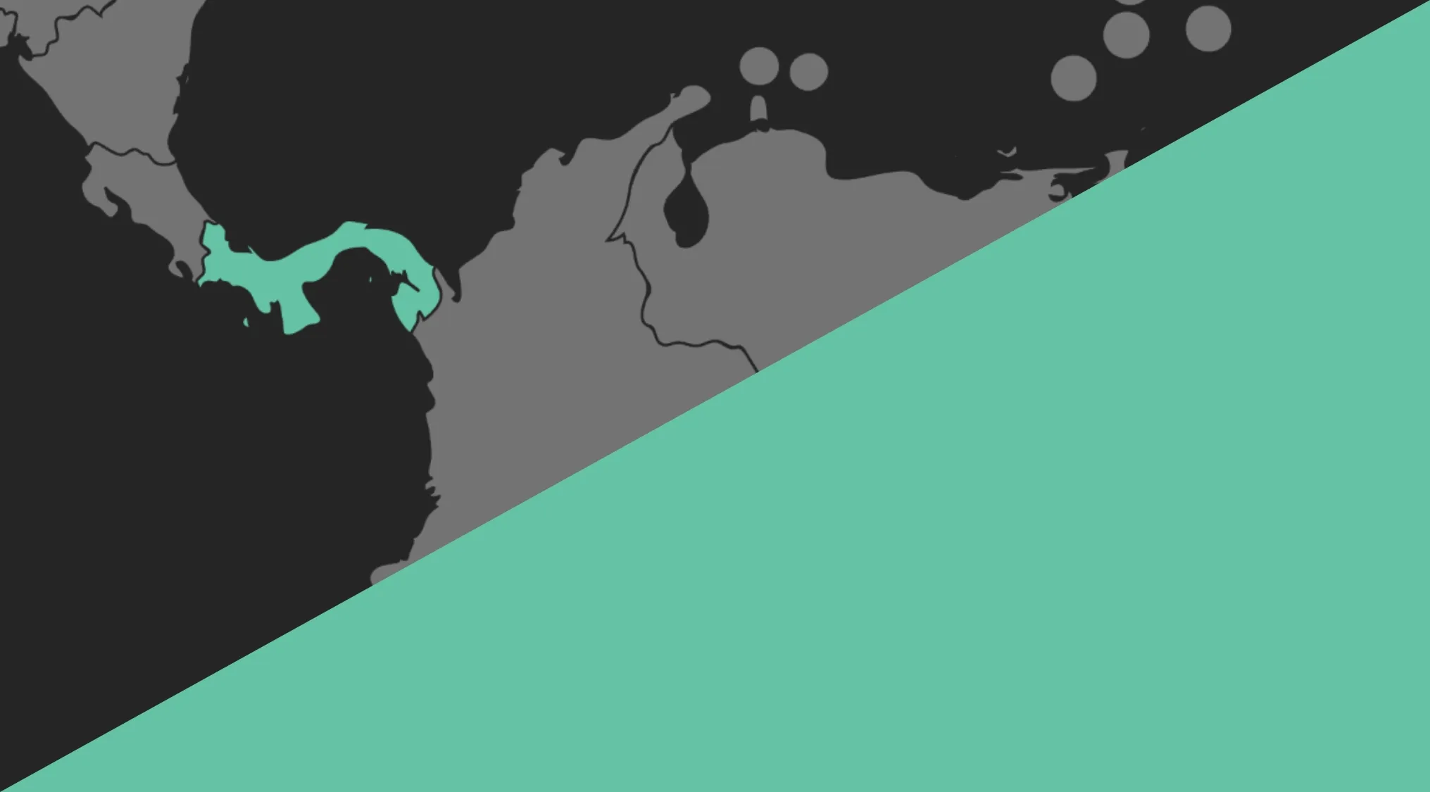 Geography challenge map: Panama highlighted in green among other gray countries, inviting users to guess the country.