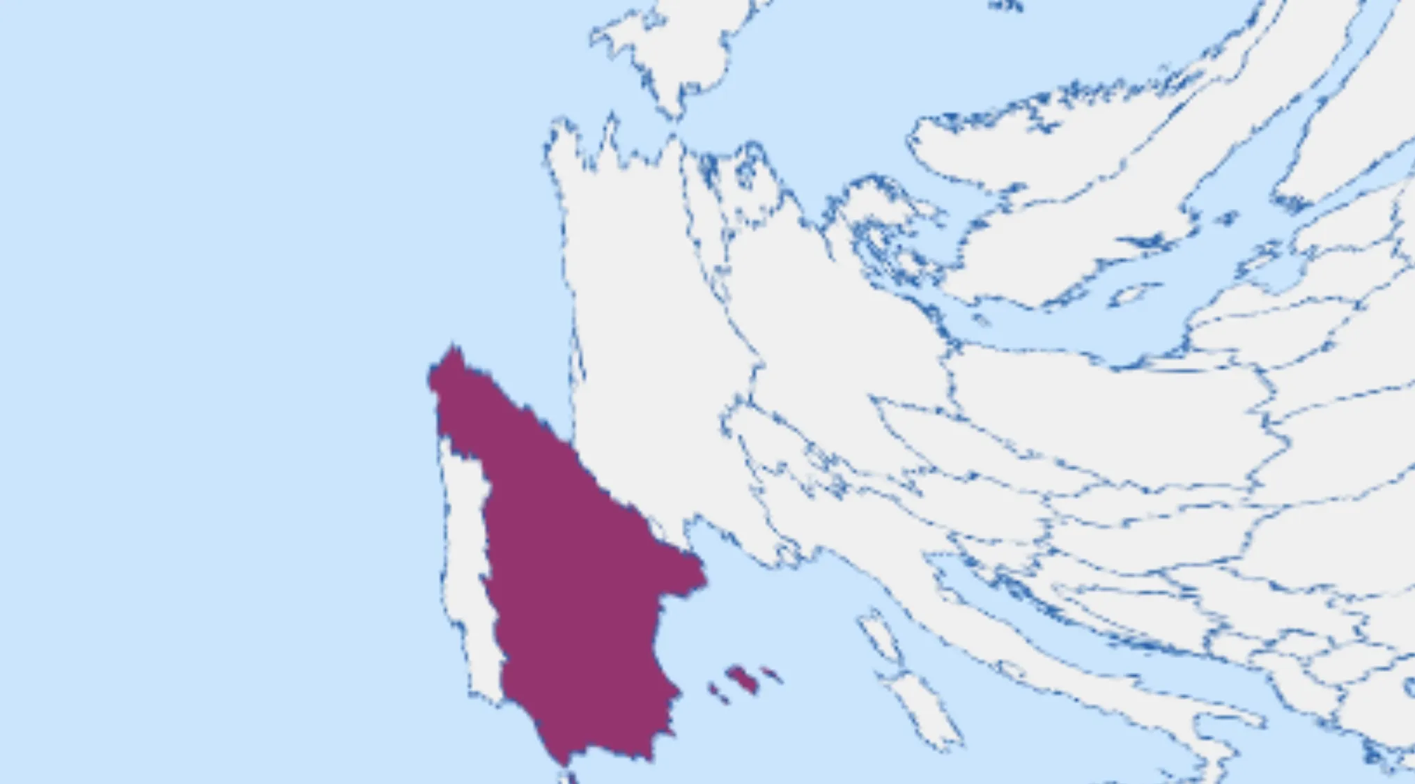 A geography challenge map showing a purple-highlighted country, possibly Southeast Asia, for you to guess the country.