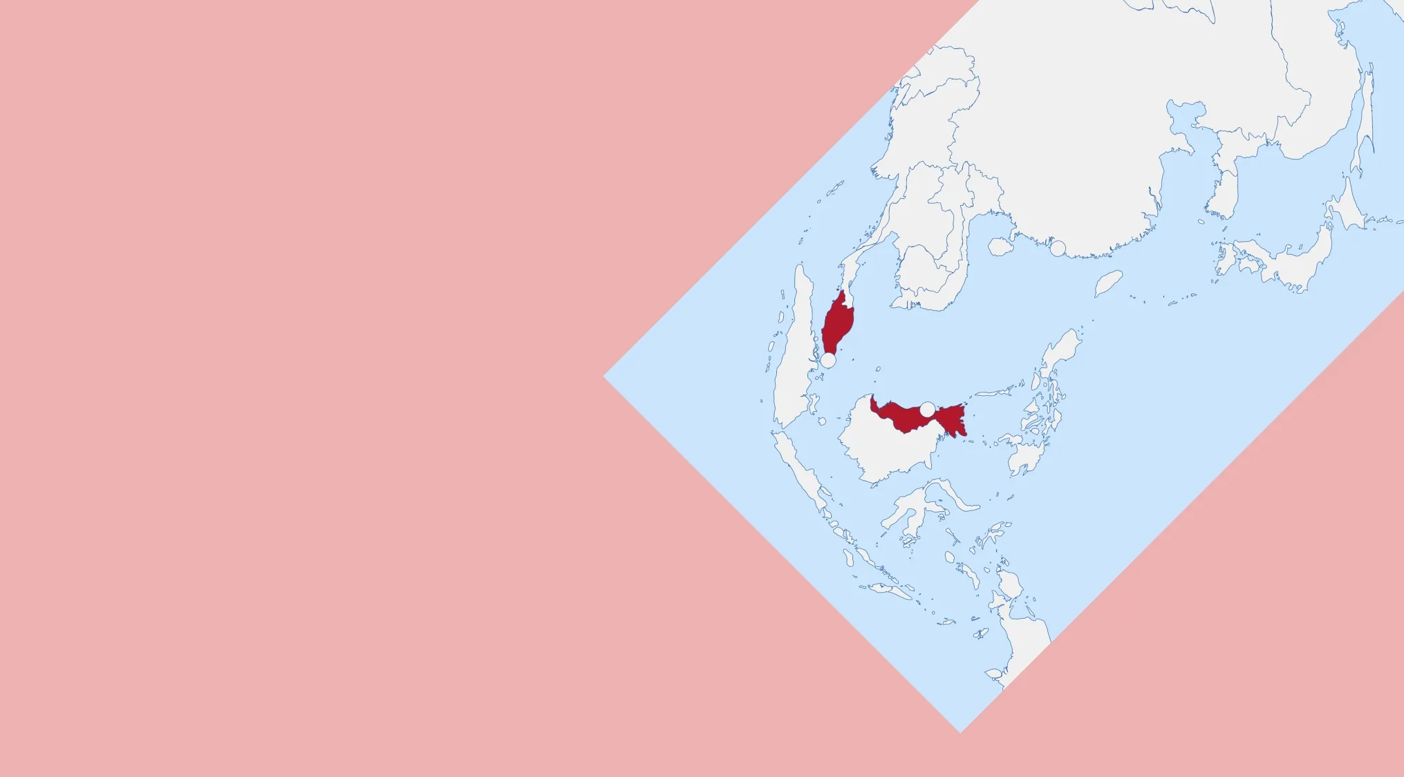 A geography challenge map showing parts of Asia and Southeast Asia, with a country highlighted in red. Guess the country!