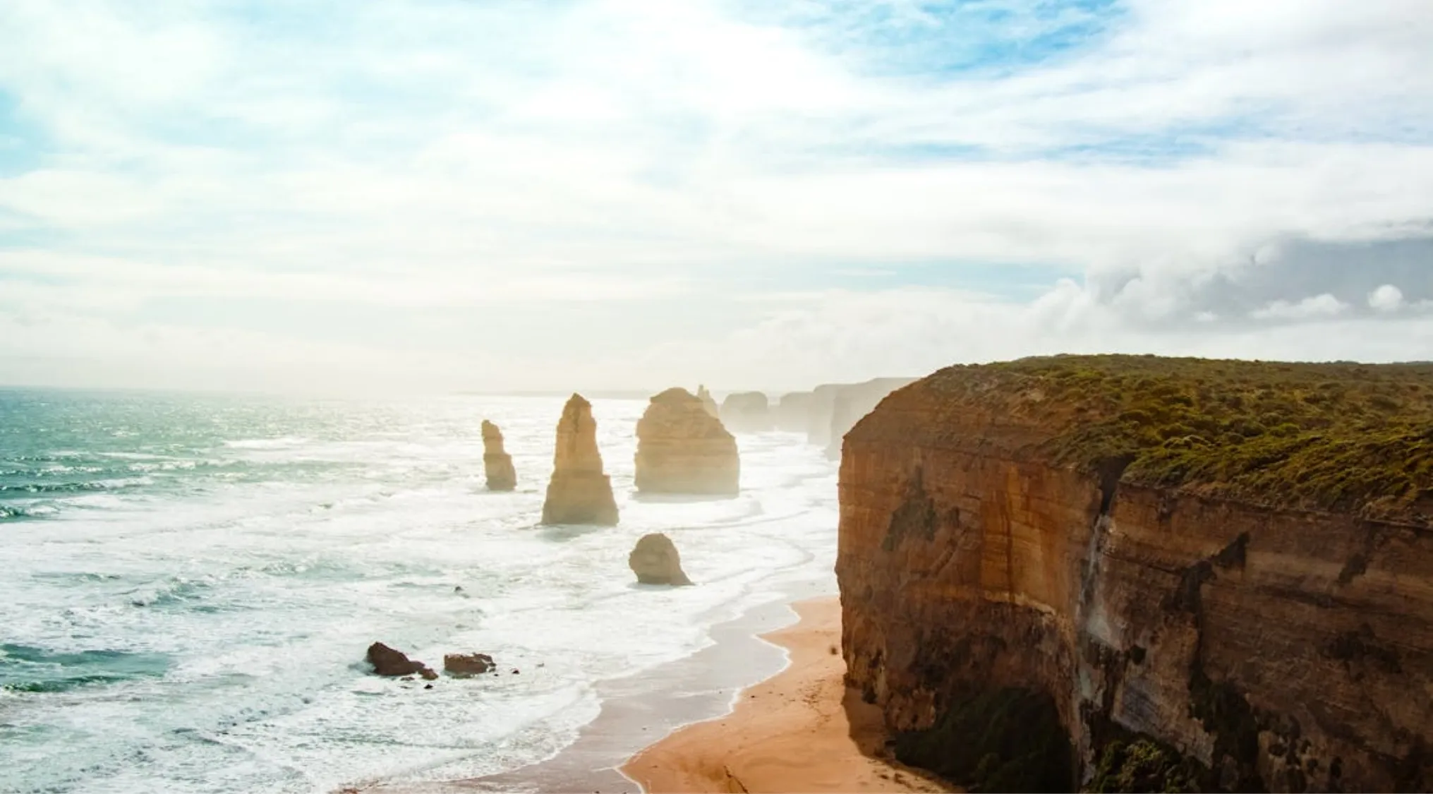 The Twelve Apostles, iconic sea stacks off the coast of Victoria, Australia, perfect for Australian Citizenship knowledge.