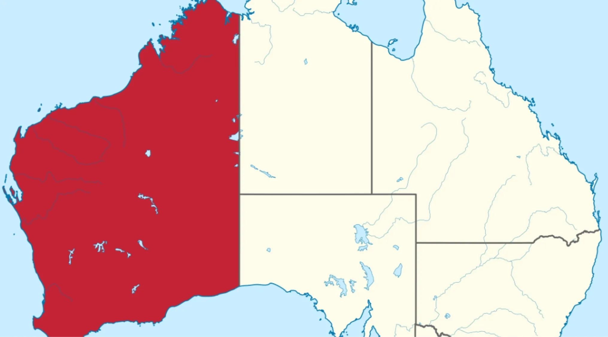 Map of Australia with Western Australia highlighted in red, important for Australian Citizenship information.
