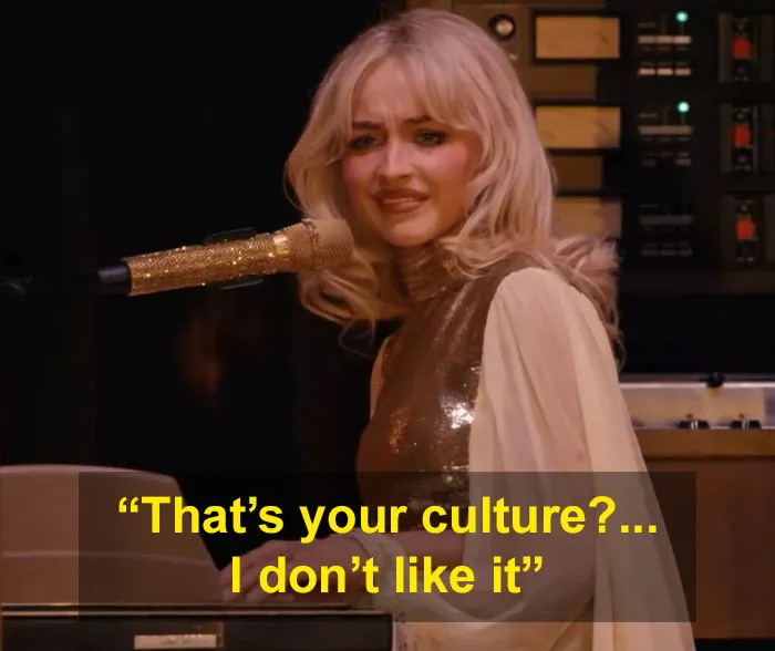 Sabrina Carpenter mocking a fan’s Zaghrouta
