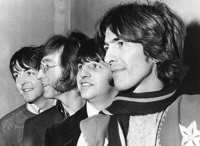 Black and white photo of a famous 1960s band symbolizing key cultural moments from 1960 to 2010 birth years.