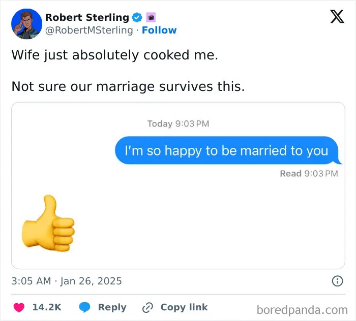 Marriage text message showing spouse ignoring a loving message