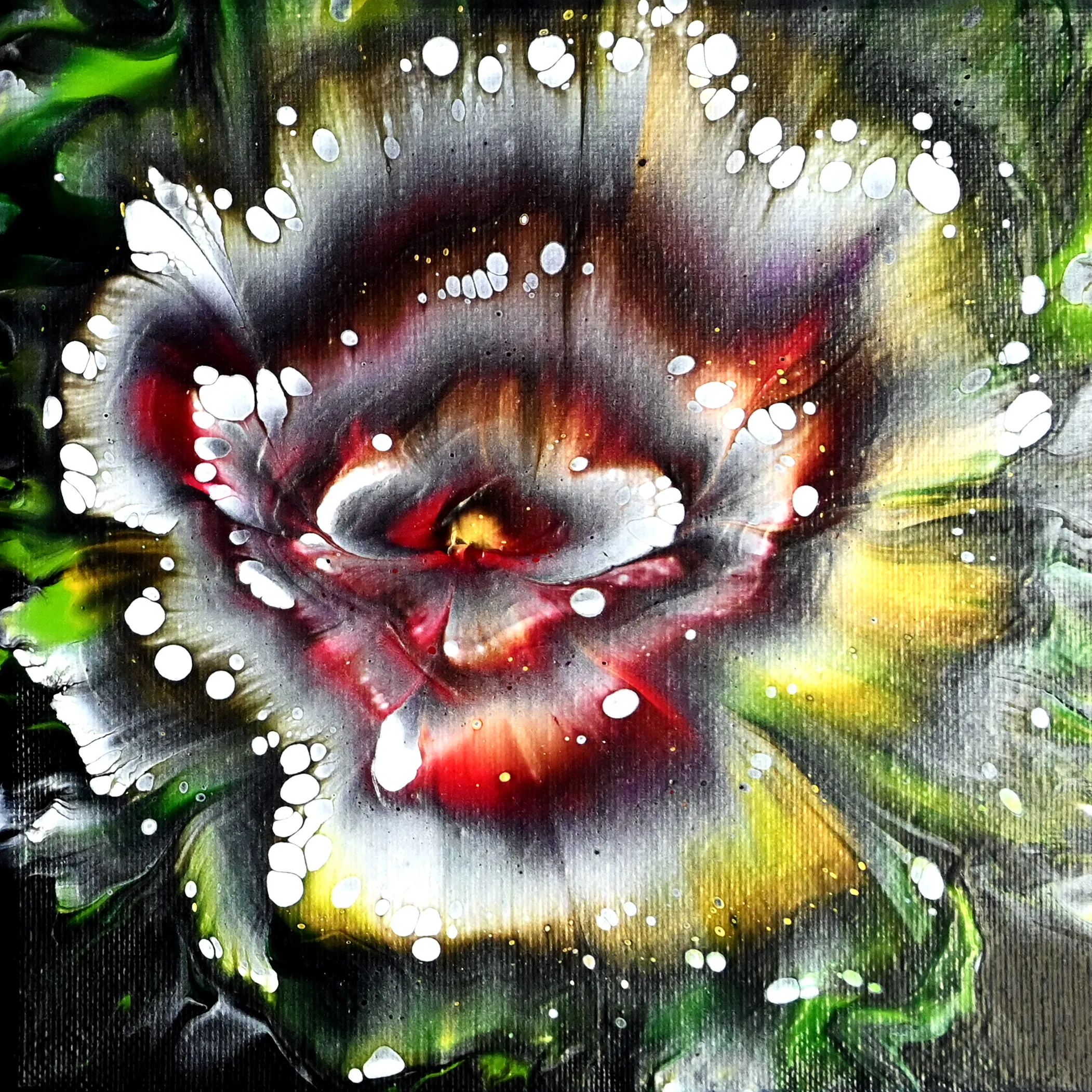 From Circles To Flower ~ Acrylic Pour Painting ~ Reverse Flower Dip Technique