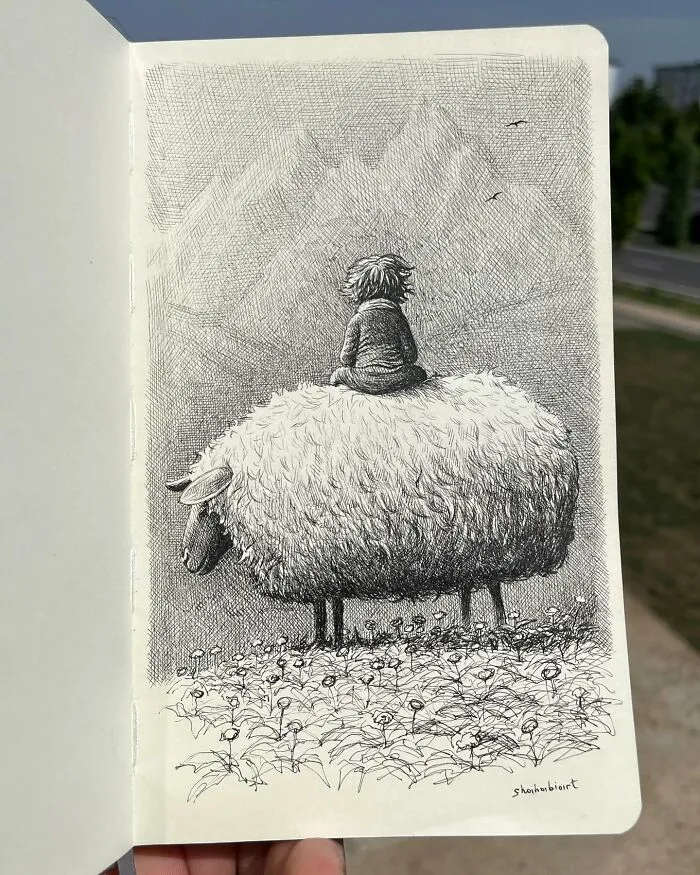 40 Ink Sketches By This Artist That Make A Simple Notebook Feel Like A Window Into Another World