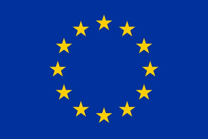 European Union flag with twelve yellow stars in a circle on a blue background representing unity from 1960 to 2010 events.
