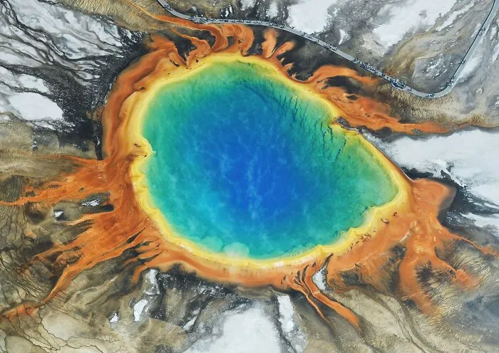 Aerial Image Of Grand Prismatic Spring In Yellowstone National Park